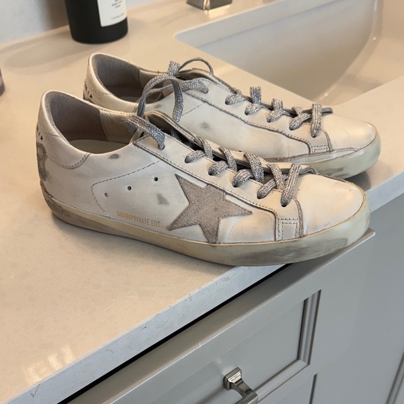 Golden Goose Cream and Gray Women’s Sneakers